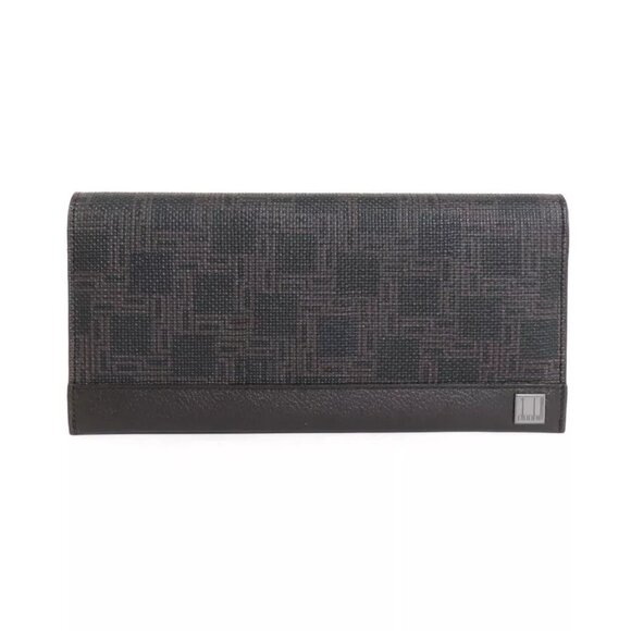 Auth Dunhill Bifold Long Wallet Dark Brown Leather - - Picture 1 of 8